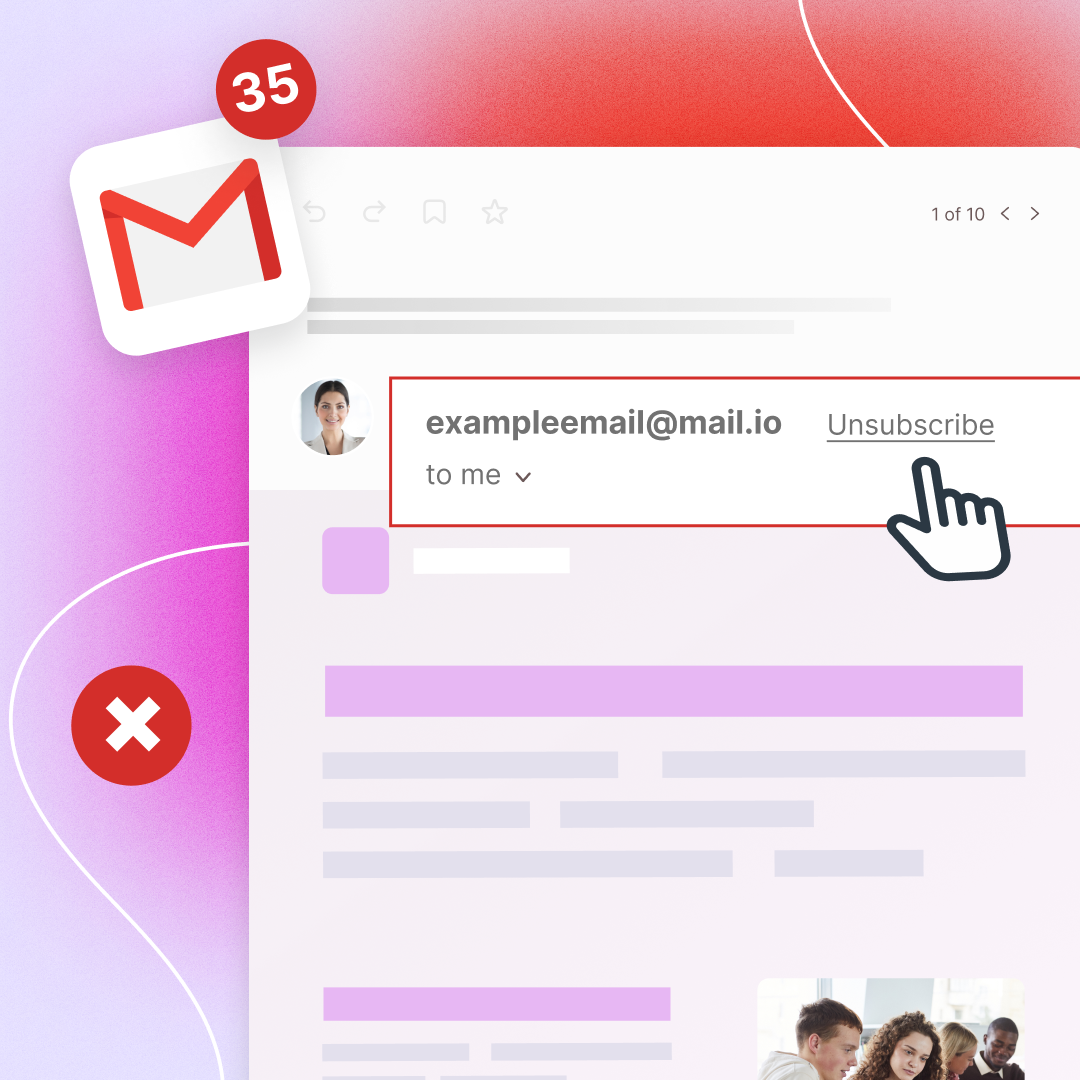 Gmail interface showing Google's automatic unsubscribe link in email header